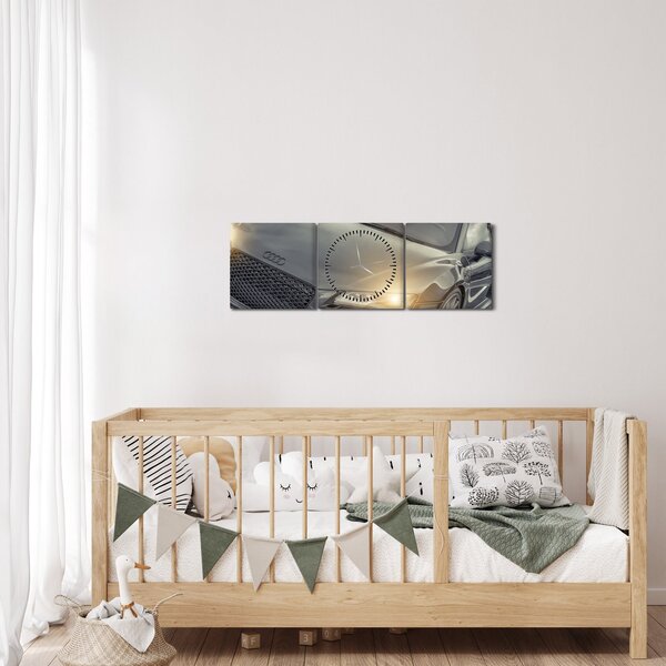 Audi autó képe - szürke (órával) (90x30 cm)