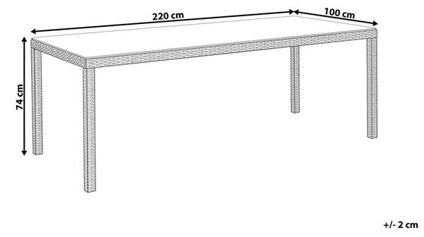 Kerti asztal ITALY 220 cm 100 cm Üveg Fehér