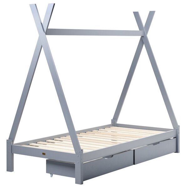 Gyerekágy fiókokkal Tipi Fenyő DEVAY 90 x 200 cm Szürke
