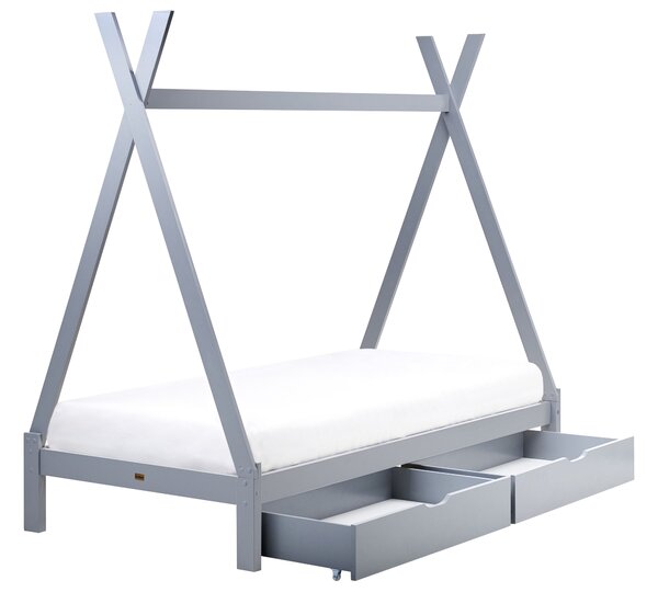 Gyerekágy fiókokkal Tipi Fenyő DEVAY 90 x 200 cm Szürke