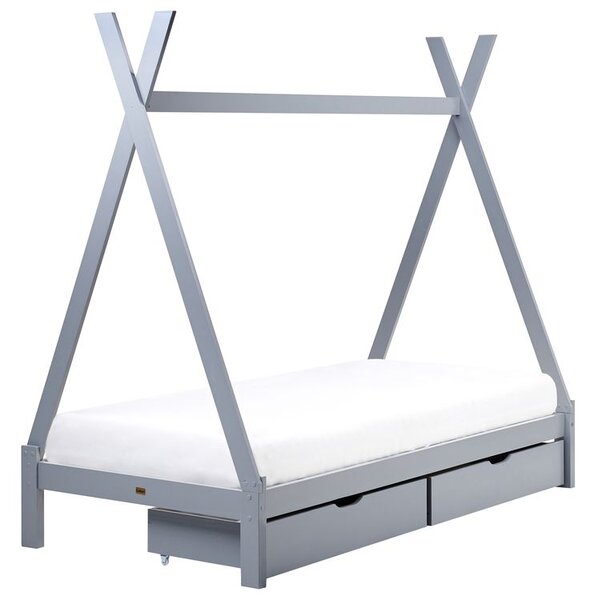 Gyerekágy fiókokkal Tipi Fenyő DEVAY 90 x 200 cm Szürke