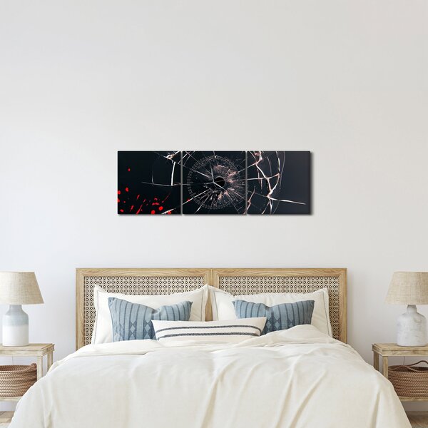 Absztrakt kép - törött üveg (órával) (90x30 cm)