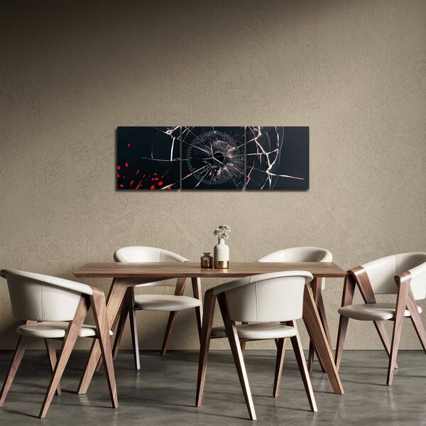 Absztrakt kép - törött üveg (órával) (90x30 cm)