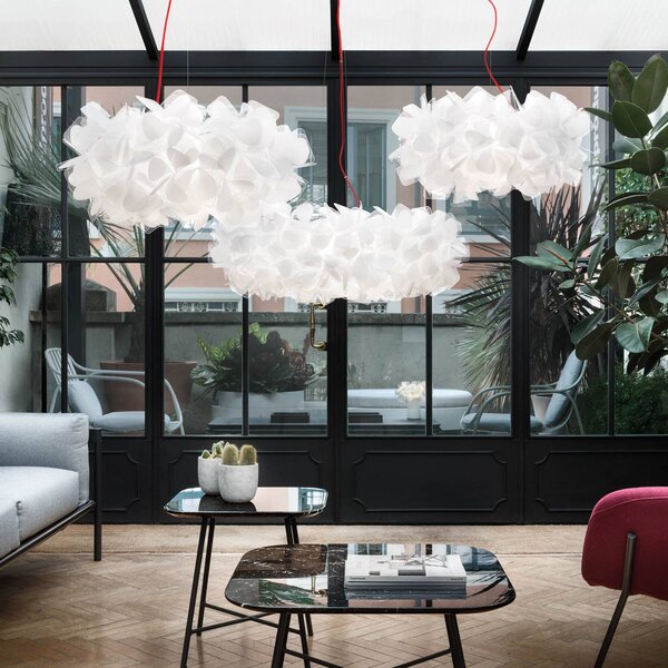 Slamp függőlámpa Clizia Mama Non Mama, Ø78cm, fehér/vörös, dimmelhető, Fehér / opál, Nappali / Étkező, Műanyag, Dizájn