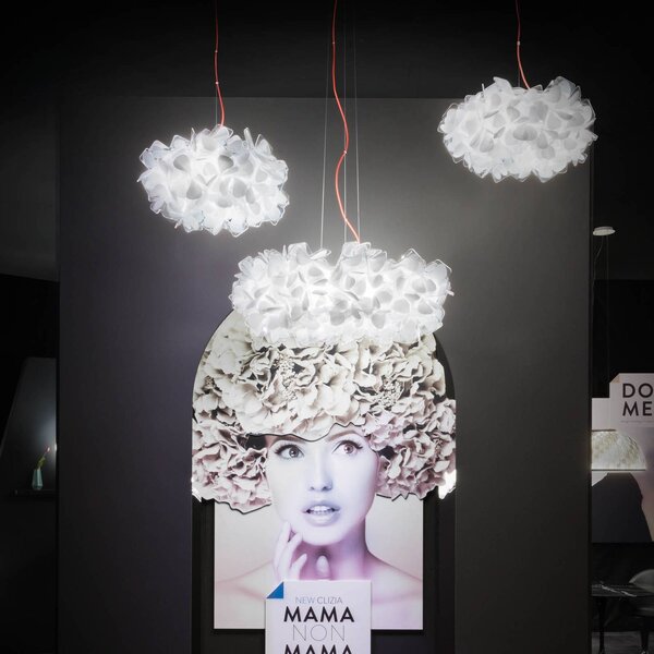Slamp függőlámpa Clizia Mama Non Mama, Ø78cm, fehér/vörös, dimmelhető, Fehér / opál, Nappali / Étkező, Műanyag, Dizájn