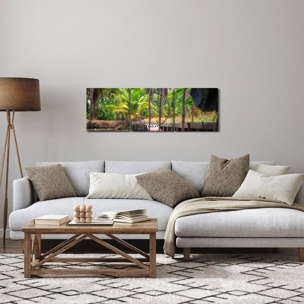 Kép - Fából készült hajó a csatornán, Thaiföld (órával) (90x30 cm)