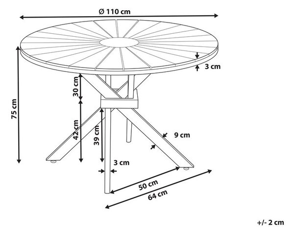 Kerti asztal CISSONE 110 cm 110 cm Akácfa Barna