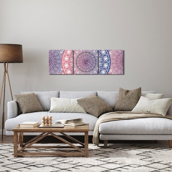 Mandala kép (órával) (90x30 cm)