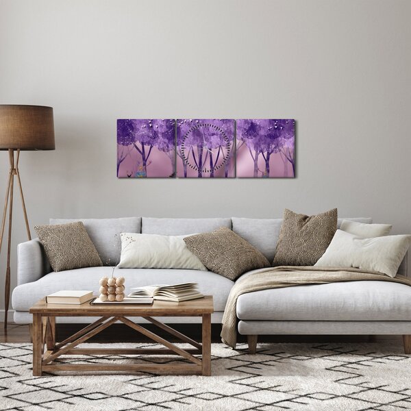 Kép - Szarvasok egy varázslatos erdőben (órával) (90x30 cm)