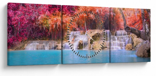 Türkiz lagúna, Laosz, Tat Kuang Si képe (órával) (90x30 cm)