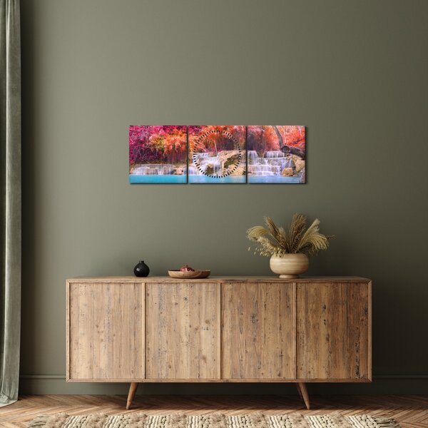 Türkiz lagúna, Laosz, Tat Kuang Si képe (órával) (90x30 cm)
