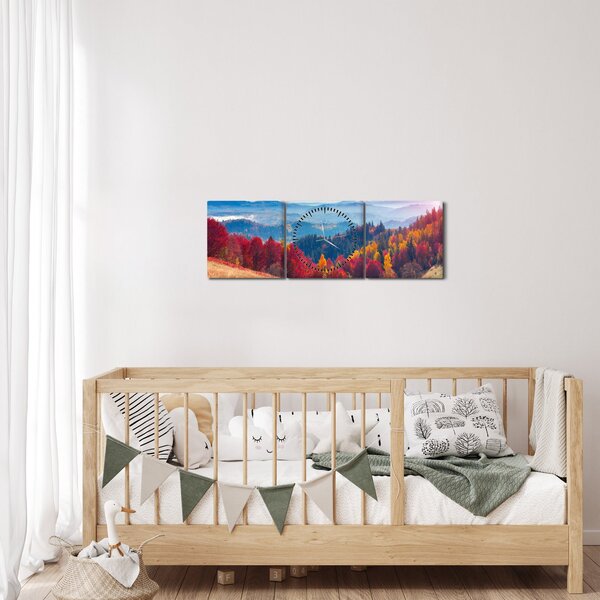 Egy kép egy színes őszi tájról (órával) (90x30 cm)