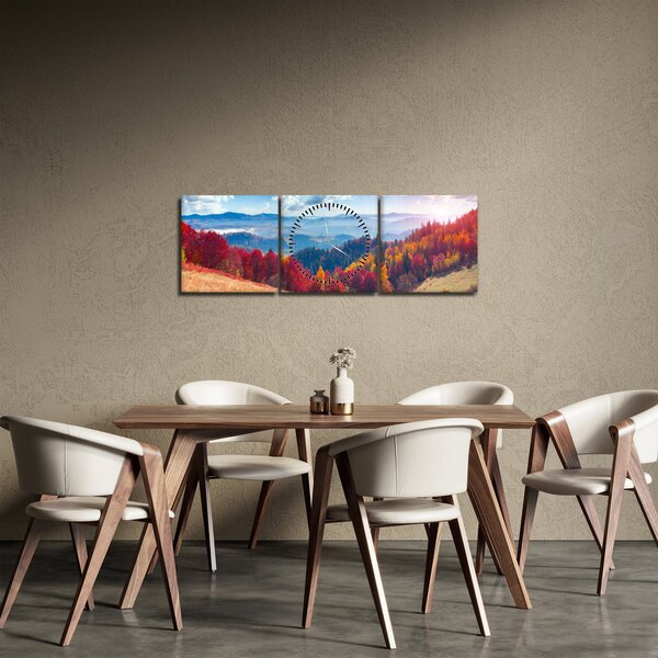 Egy kép egy színes őszi tájról (órával) (90x30 cm)