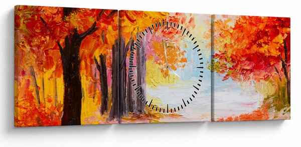 Kép - olajfestmény, színes ősz (órával) (90x30 cm)