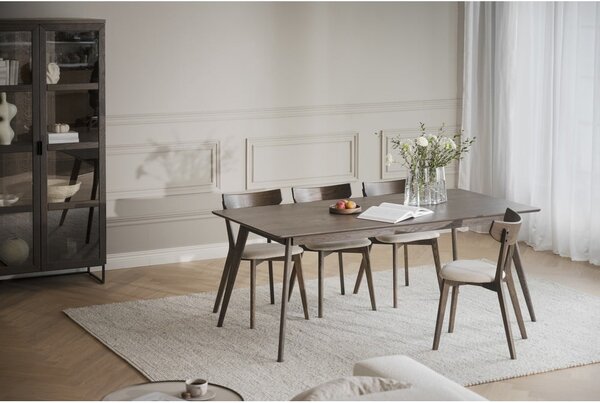 Sötétbarna bővíthető étkezőasztal tölgyfa dekorral 90x190 cm Yumi – Rowico
