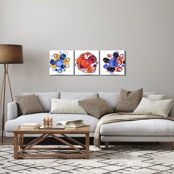 Színes körök képe (órával) (90x30 cm)