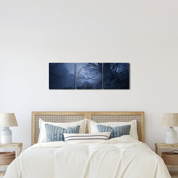 Egy sötét erdő képe (órával) (90x30 cm)