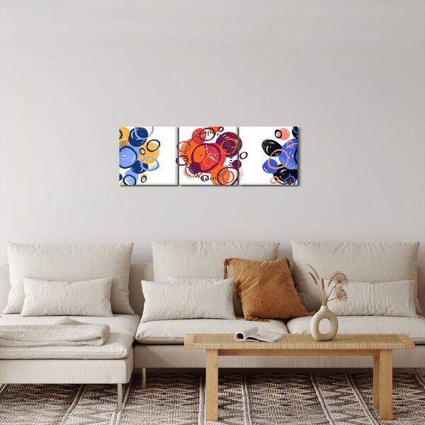 Színes körök képe (órával) (90x30 cm)