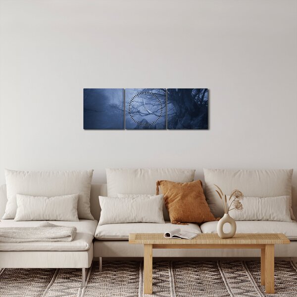 Egy sötét erdő képe (órával) (90x30 cm)