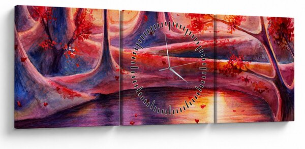 Egy varázslatos erdő képe (órával) (90x30 cm)