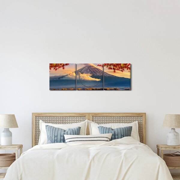 Kép - japán, Fuji hegy (órával) (90x30 cm)
