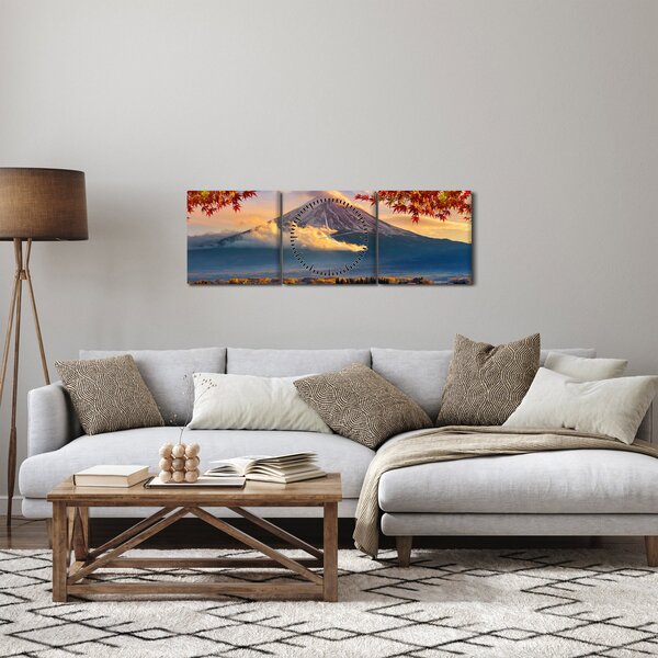 Kép - japán, Fuji hegy (órával) (90x30 cm)