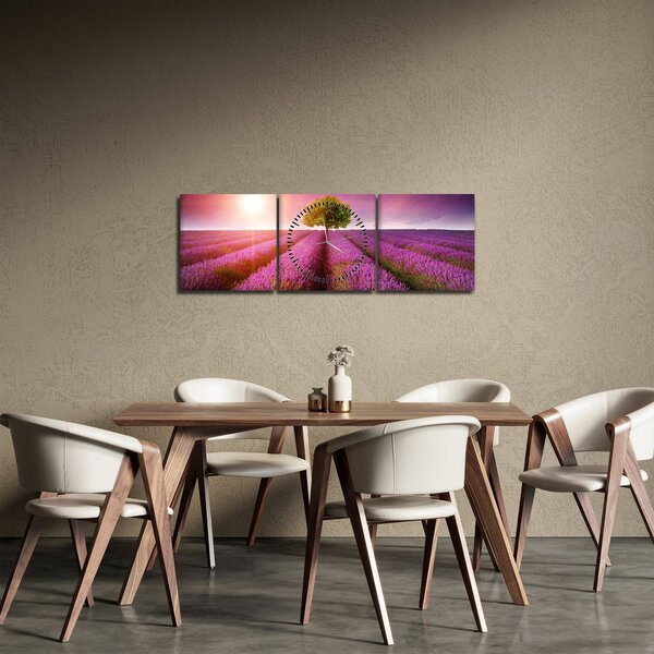 Levendula mező képe (órával) (90x30 cm)