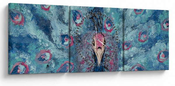 Egy festett páva képe (órával) (90x30 cm)
