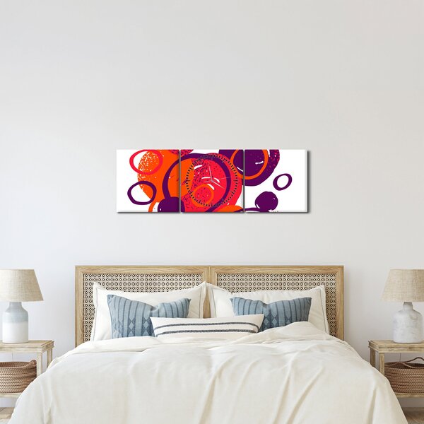 Kép - Motívum körökkel meleg színekben (órával) (90x30 cm)