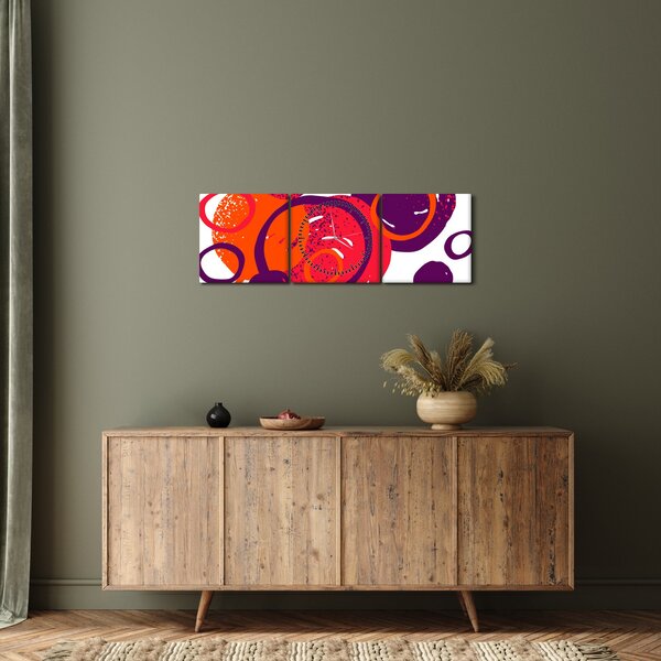 Kép - Motívum körökkel meleg színekben (órával) (90x30 cm)