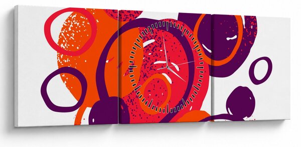 Kép - Motívum körökkel meleg színekben (órával) (90x30 cm)