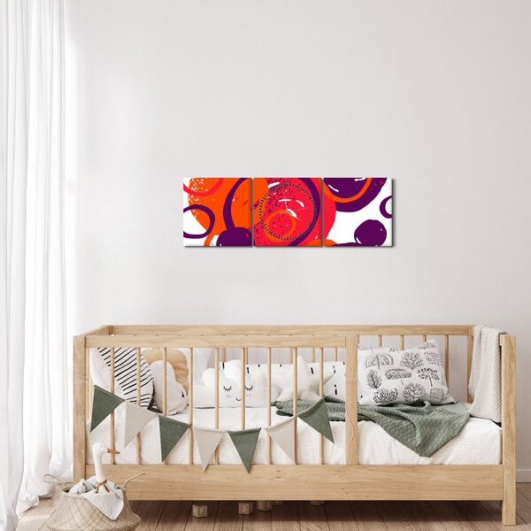 Kép - Motívum körökkel meleg színekben (órával) (90x30 cm)