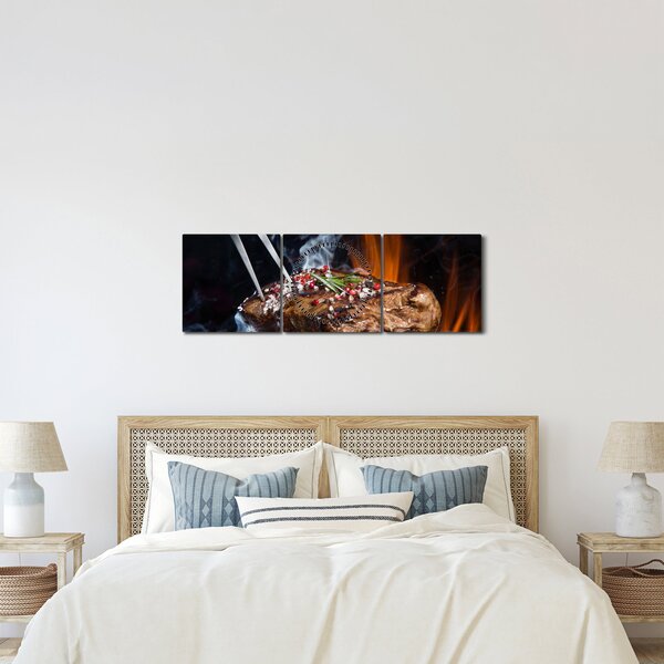Egy sült steak képe (órával) (90x30 cm)