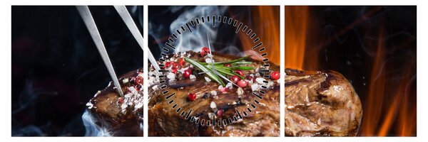 Egy sült steak képe (órával) (90x30 cm)