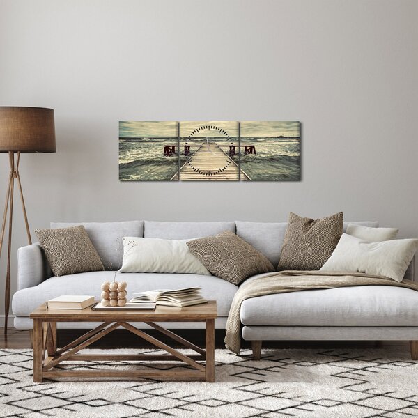 Egy fából készült móló képe a tengeren (órával) (90x30 cm)