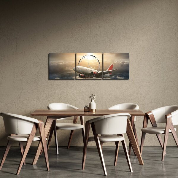 Kép - Repülőgép a felhőkben (órával) (90x30 cm)