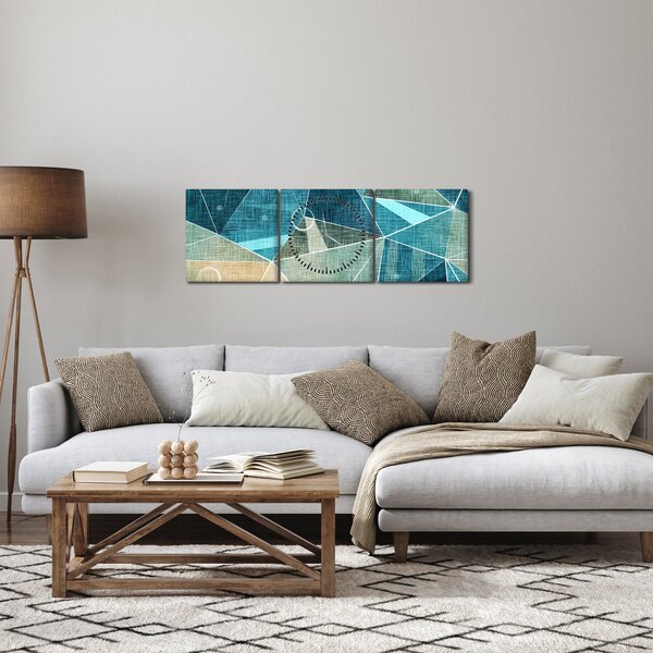 Kép - Türkiz absztrakció (órával) (90x30 cm)