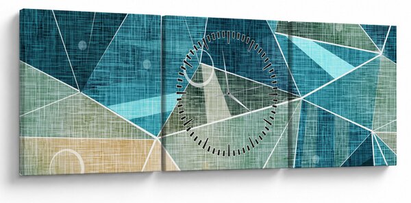 Kép - Türkiz absztrakció (órával) (90x30 cm)