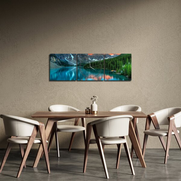 Egy türkizkék tó képe (órával) (90x30 cm)
