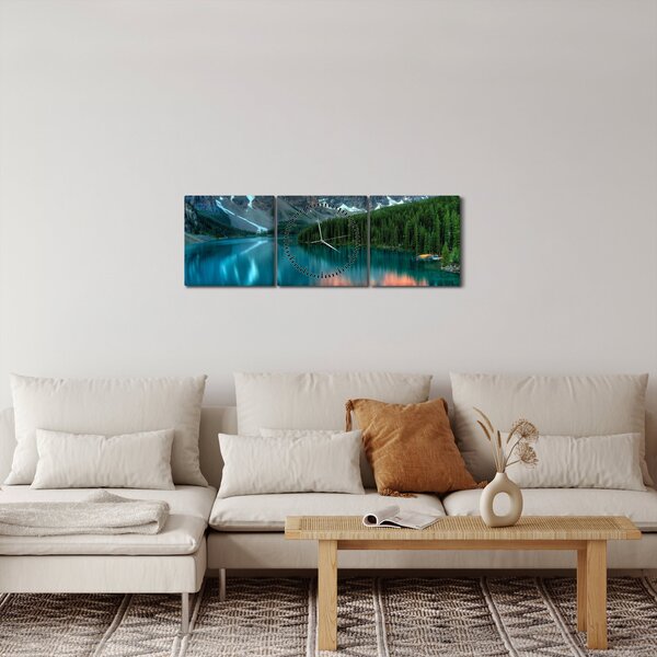 Egy türkizkék tó képe (órával) (90x30 cm)