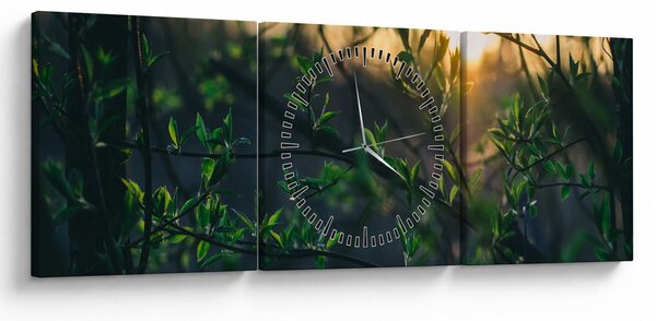 A ragyogó nap képe a fák gallyain keresztül (órával) (90x30 cm)