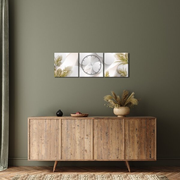 Kép - 3D körök virágokkal (órával) (90x30 cm)
