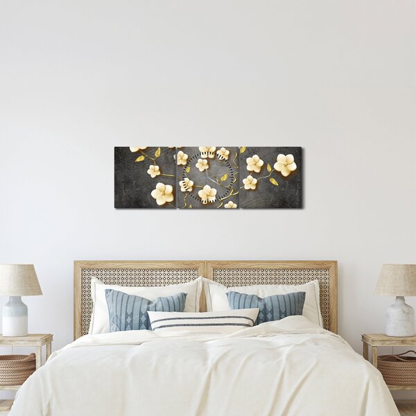 Kép - Aranybokor fekete háttéren (órával) (90x30 cm)