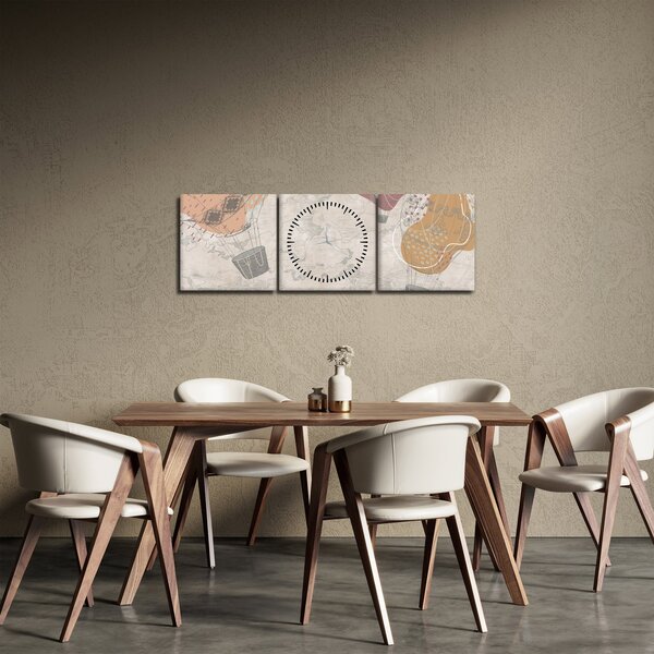 Kép - léggömbök a város felett , meleg tónusok (órával) (90x30 cm)