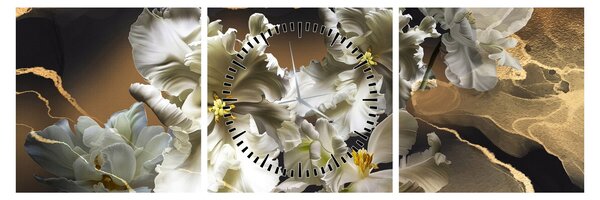 Kép - Orchidea virágok márvány háttérrel (órával) (90x30 cm)