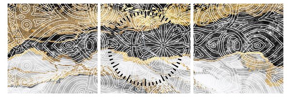Kép - Mandala márványból (órával) (90x30 cm)