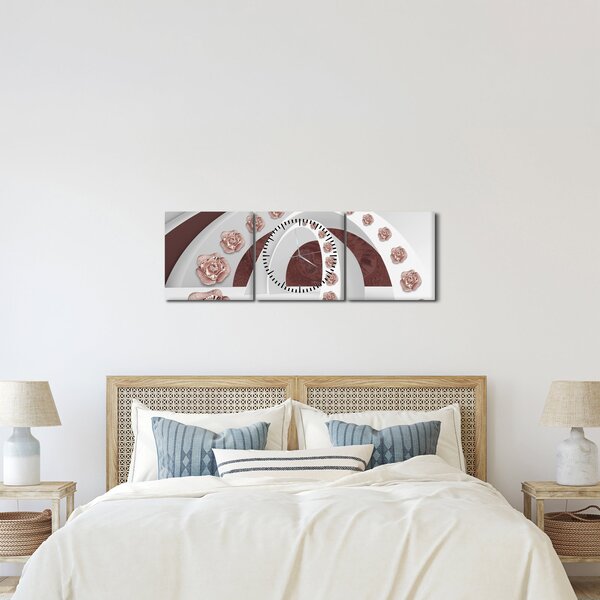 Kép - 3D ívek virágokkal (órával) (90x30 cm)
