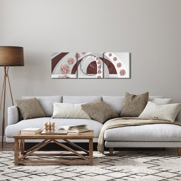 Kép - 3D ívek virágokkal (órával) (90x30 cm)