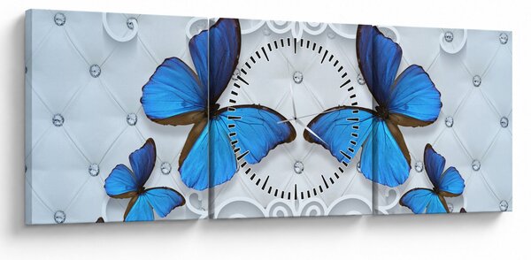 Kép - kék pillangók (órával) (90x30 cm)