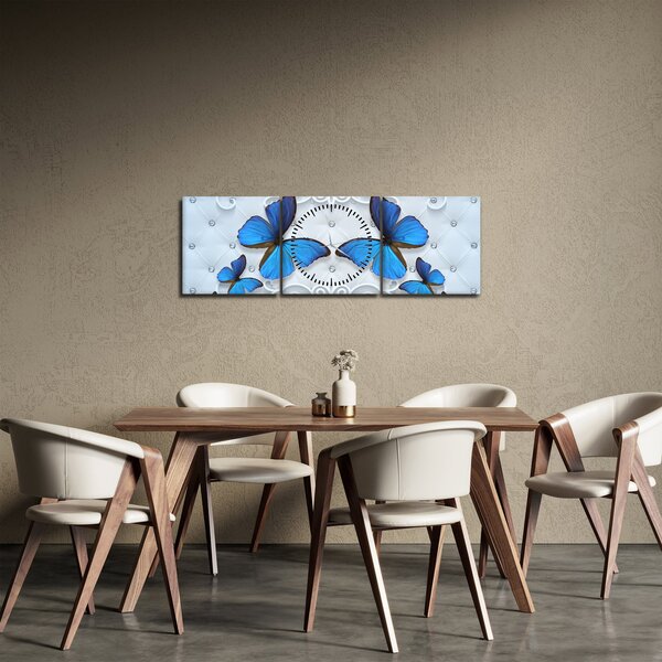 Kép - kék pillangók (órával) (90x30 cm)